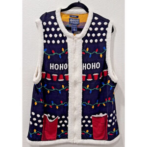 VTG American Rag Ugly Sweater Vest HoHo Christmas Shirt with 2 Pockets 2XL EUC